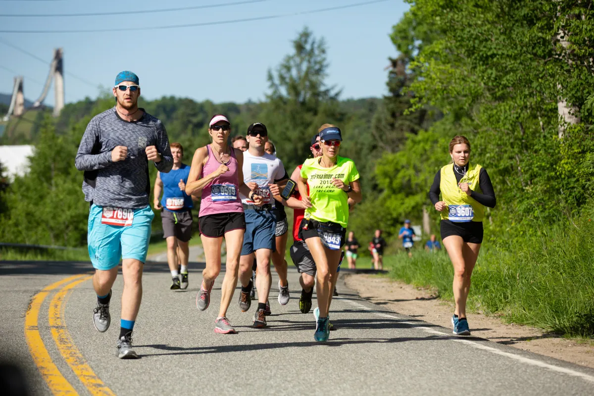 A race with runners on a road.  